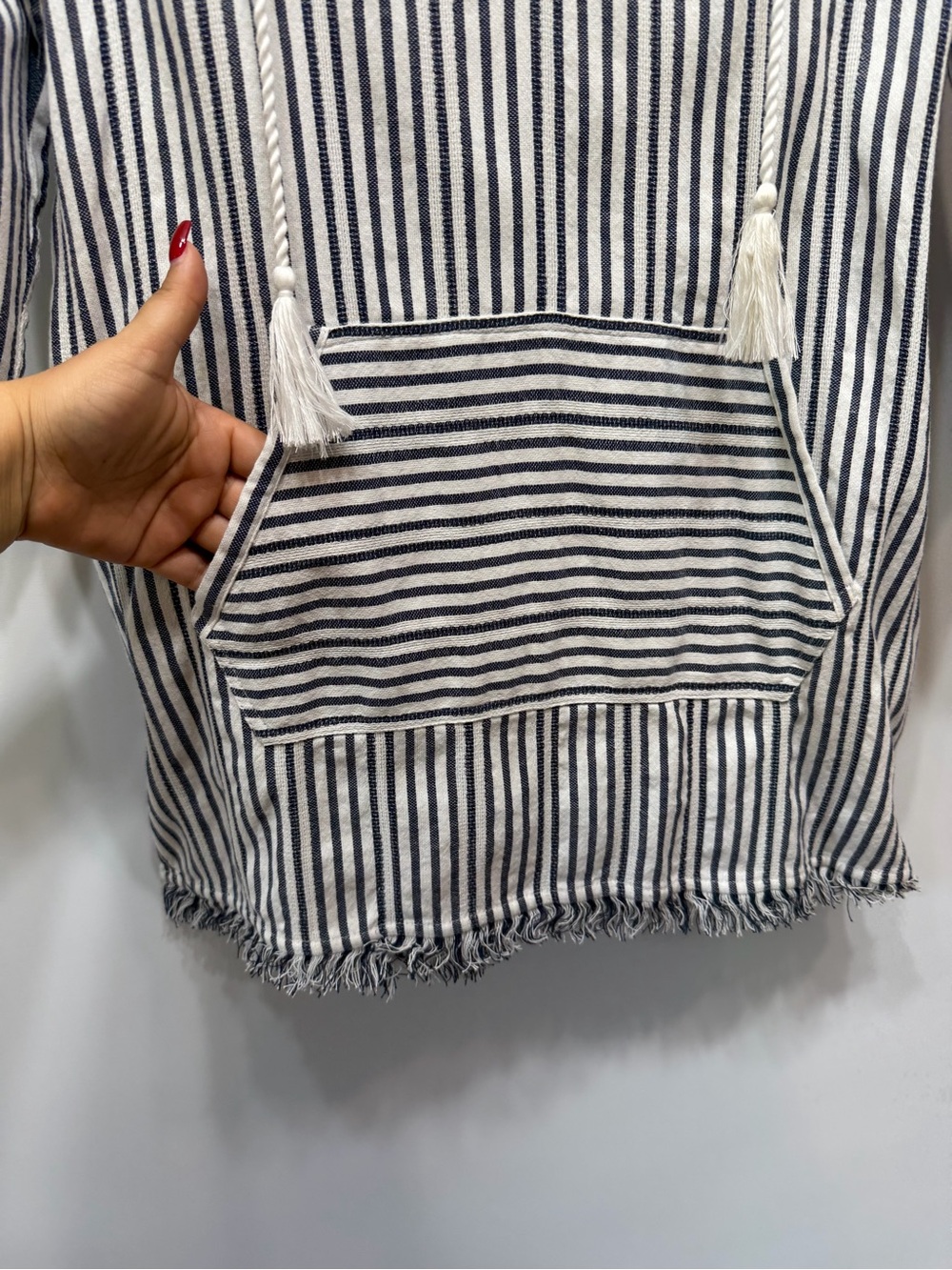 Tommy Bahama Hooded Striped Cover Up Tunic Dress XS Blue White 100% Cotton - Picture 7 of 12